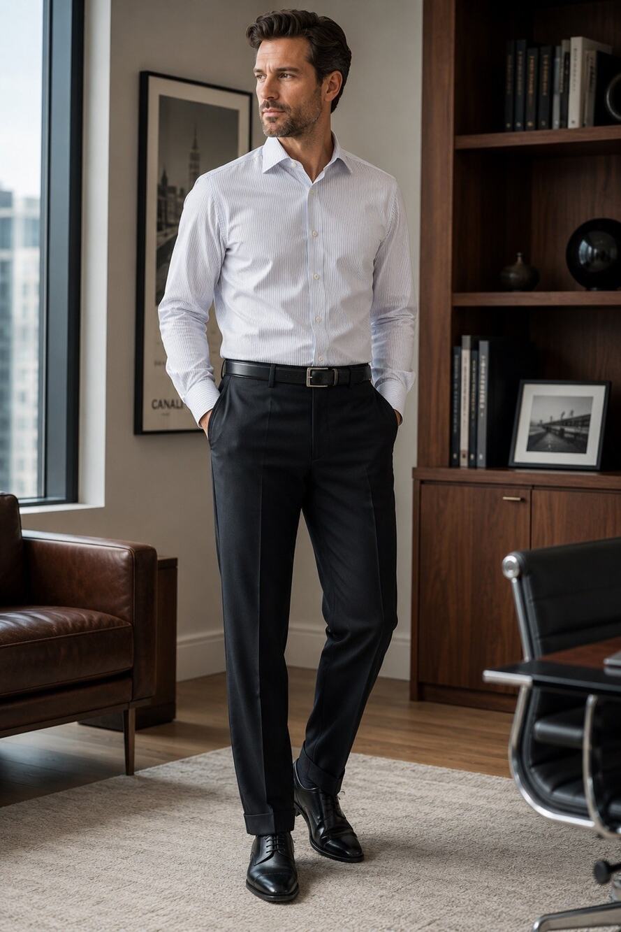 Canali Mens 40 IT 58 Black 100% Wool Dress Pants Made Italy Flat Front Cuffed